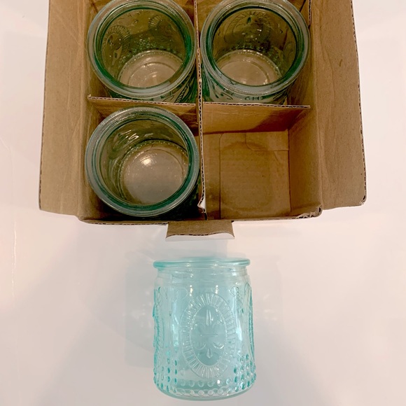 Kate Aspen Vintage Blue Glass Tealight and Votive Candle Holders (set of 4) - Picture 2 of 4